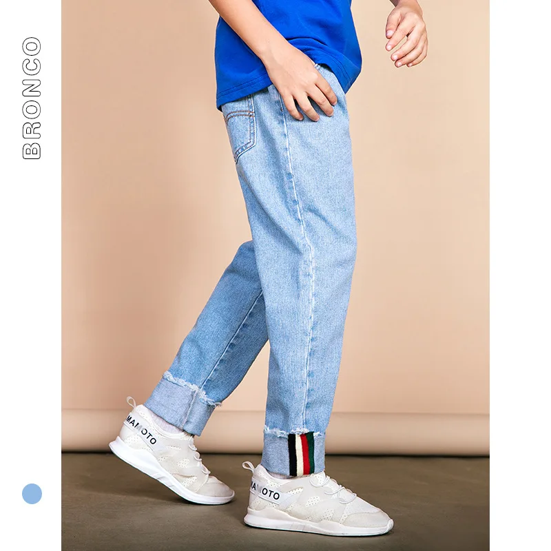 

BC Childrenswear 2019 Spring New Style Simple Cartoon Embroidered Elasticity Elastic Big Virgin Boy Pants Hong Kong Style Men An