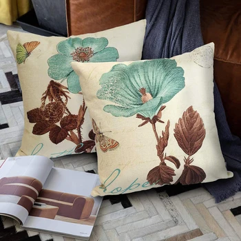 

2020 Hot Sale Linen Pillowcase Nordic Style Retro Flower Car Home Digital Print Pillow Covers Decorative Square Pillowcases