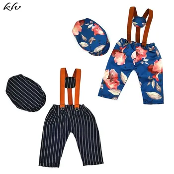

Newborn Baby Boys Hat Bib Pants Set Little Gentleman Costume Photography Props
