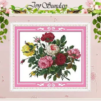 

Beautiful rose Patterns Counted Cross Stitch 11CT 14CT Cross Stitch Set Wholesale flower Cross-stitch Kit Embroidery Needlework