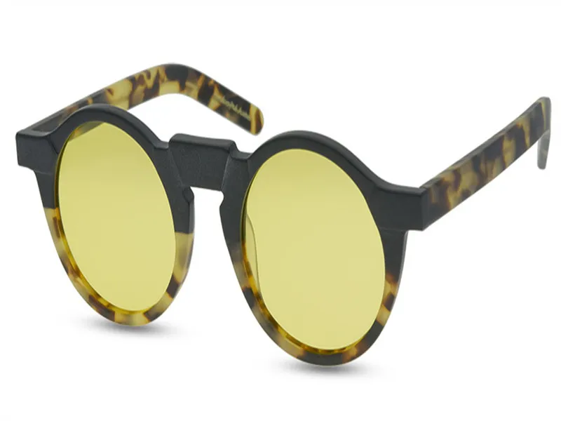Handmade Acetate Polarized Sunglasses Vintage Round Optical Frame Brand Design Driving Goggle UV400 Sunglasses Spectacle - Lenses Color: COLOR5
