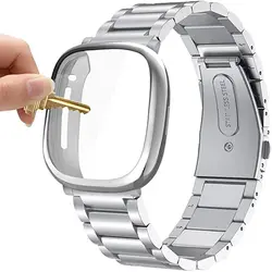 Milanese Stainless Steel Metal Strap with Screen Protective Case - Fitbit Sense (1)