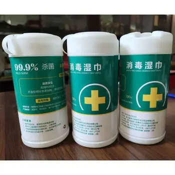 

100 Pcs Bucket Wet Wipes Protable Alcohol Disinfection Nonwoven Antibacterial