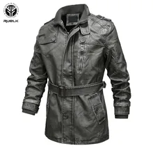 RUELK Мужская Весенняя повседневная куртка из искусственной кожи, приталенное повседневное пальто, Мужская брендовая одежда, модные пальто, Мужская Байкерская верхняя одежда размера плюс 4XL