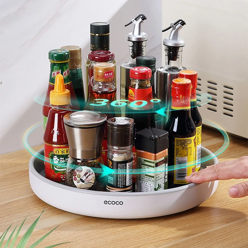 360° Rotating Spice Rack Organizer Seasoning Holder Kitchen Storage Tray Lazy Susans Home Supplies for Bathroom, Cabinets