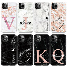 Marble Pattern Luxuey Case For iphone 11 12 Pro XS Max XR X SE 2 DIY Custom Name Phone Case For iphone 8 7 6 6S Plus 5 TPU Coque