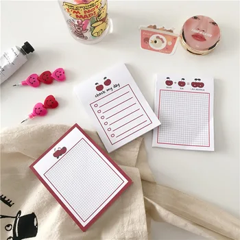 

50Pages/Lot Kawaii Korean INS Cute Cherry Heart Memo Pad N Times Sticky Notes Portable Notepad School Office Supply