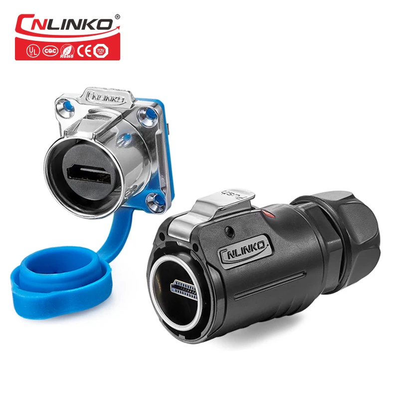

Cnlinko LP24 Industrial HDMI 2.0 Wire Connector Outdoor 4k HD Line Waterproof IP67 Aviation Adapter Plug Socket With 1M 2M Cable