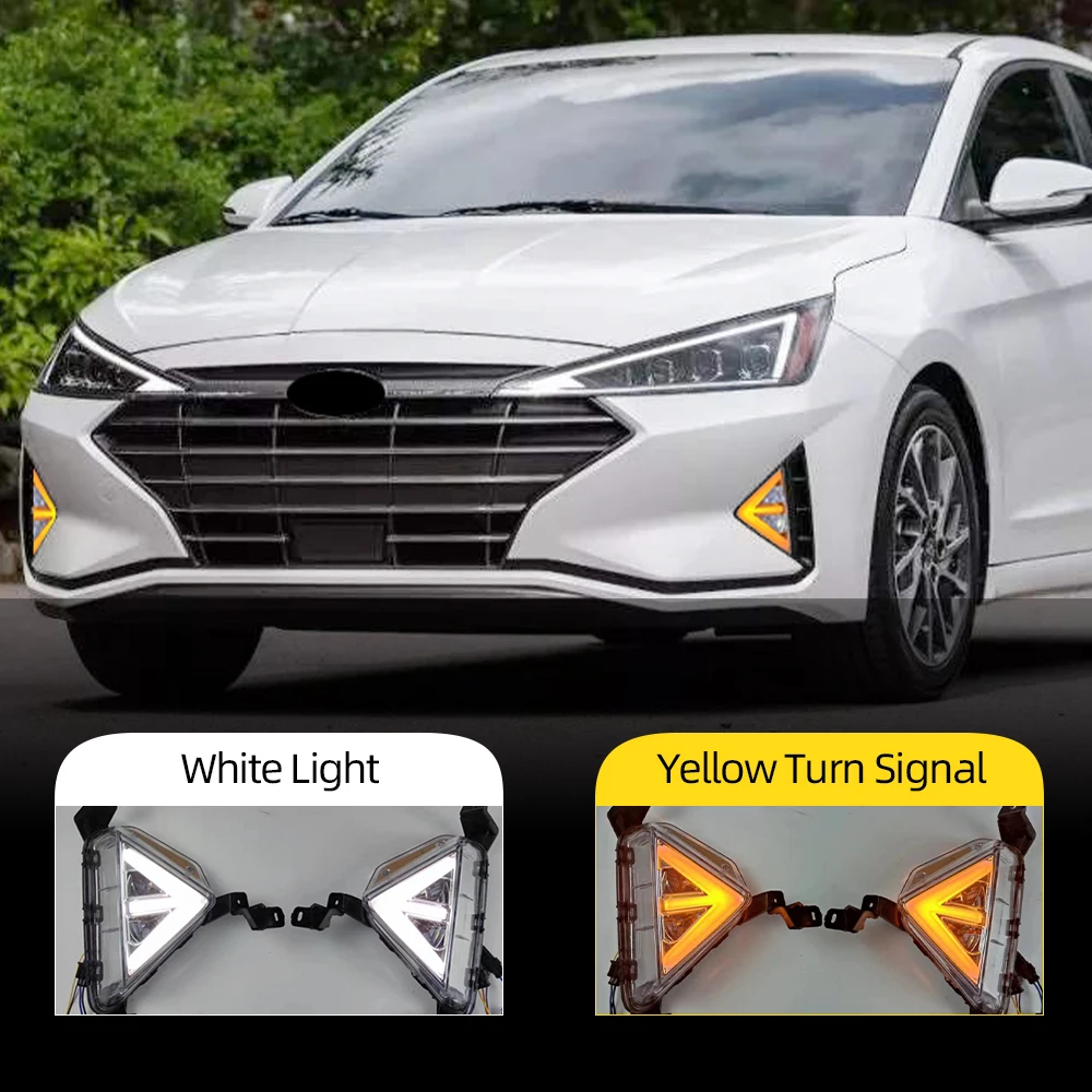 Car Flashing 2pcs Led Fog Lamp For Hyundai Elantra 2019 2020 Drl