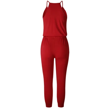 

Womens Sexys Jumpsuits V Neck Sling Drawstring Elastic Waisted Long Pants Jumpsuits XRQ88