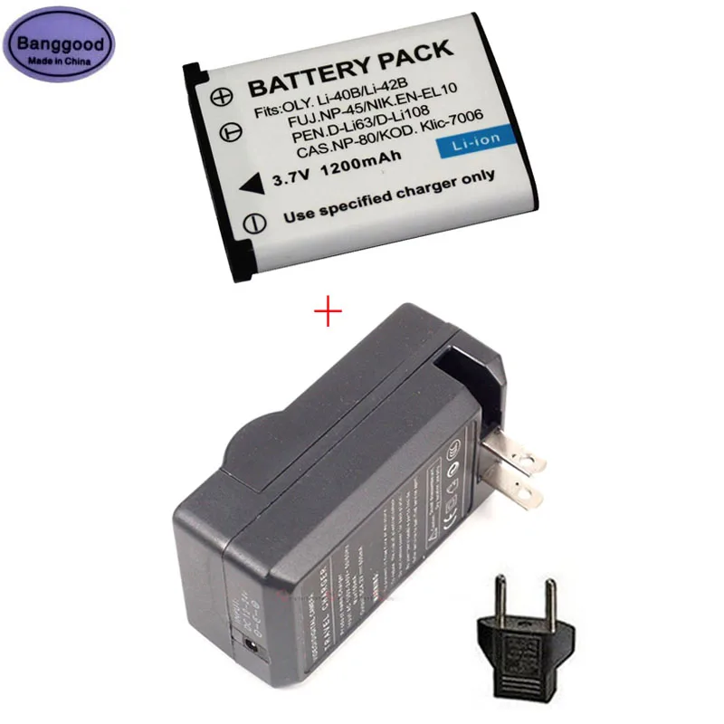 1200mah Li40b Li42b Li40b Li42b Camera Battery + Ac Charger For