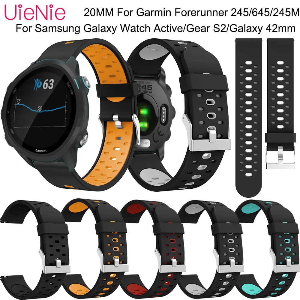 20 мм ремешок для Garmin Forerunner 245/645/245M сменный ремешок для samsung Galaxy Watch Active/gear S2/Galaxy 42 мм браслет
