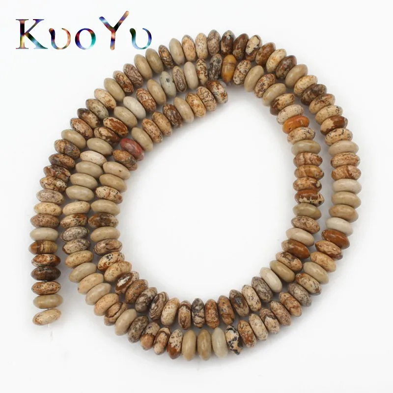 Picture Jasper 6 мм натуральный камень Turquoises Агаты Нефы опал Jaspers бусины Рондель Свободные Распорки бисера для самостоятельного изготовления ювелирных изделий Perles браслеты - Цвет: Picture Jasper