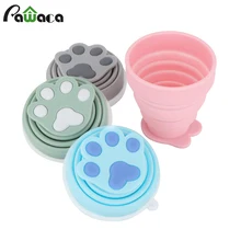 Милый складной стакан-коготь с крышкой без БФА, силиконовый небьющаяся портативная складная дорожная кружка герметичная кофейная чашка Карманный для бутылок