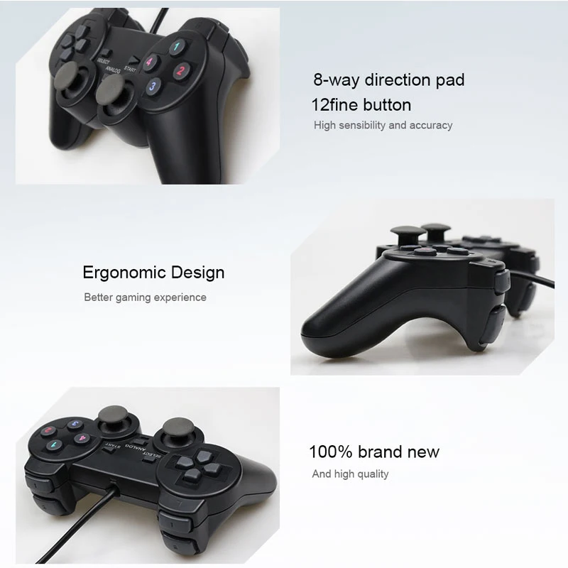 Wired USB PC Controller Game Joystic Gamepad Vibration Joystick For Windows XP/7/8/10 Joypad For PC Windows Computer Laptop - 3