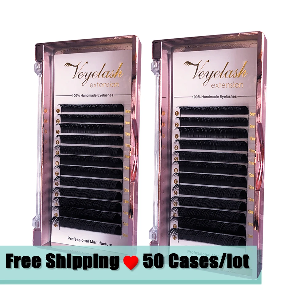 

Veyelash Free Shipping 50 Cases C D Curl Individual Eyelashes Faux Mink Eyelash Extension For Russian Volume Eyelashes
