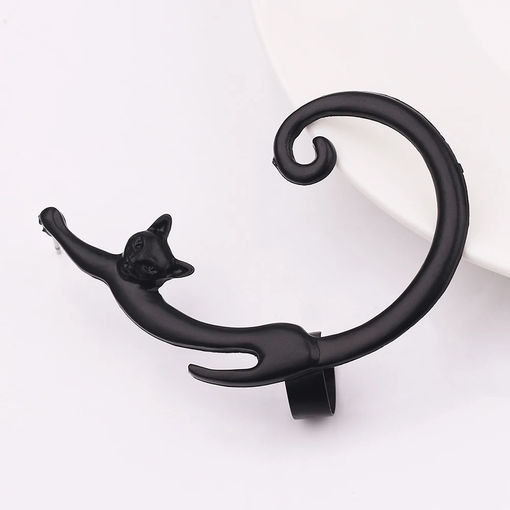 

1 PC Gothic Punk Silver Gold Cat Ear Cuff For Women Jewelry Trendy Helix Cat Bite Fake Clip On Wrap Upper Earings Shellhard
