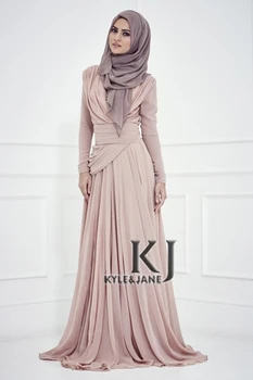 

Floor Length Muslim الأم من فساتين العروس long Sleeve Custom dubai navy blue Formal Evening Gown mother of the bride dresses