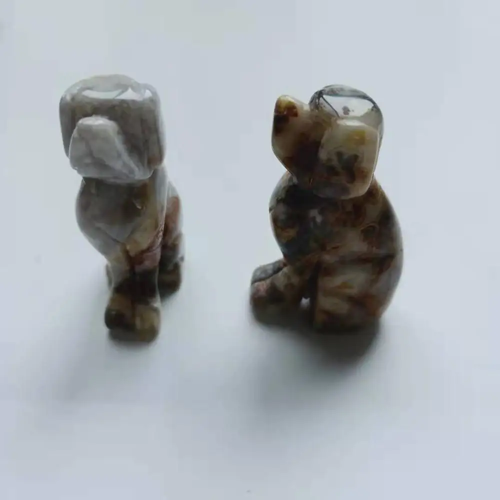 Agate Высокое качество 2 дюймов натуральный различные драгоценные камни в форме собаки камень ручной работы и полированный для подарка и домашнего декора WYQ - Цвет: Agate