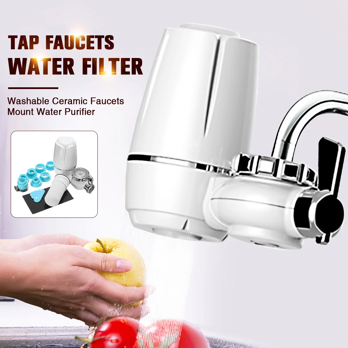Kitchen Faucet Mount Filter Household Tap Water Purifier Health Activated Carbon Water Filters Washable Percolator Rust Removal