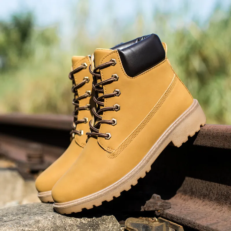 Winter boots men shoes hot warm plus fur winter snow boots work shoes men pu leather lace-up ankle plus size