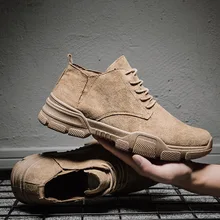 Martin Boots Men Shoes Cotton Spring and Autumn Breathable Tooling Boots High-top Cotton Boots Warm Men Cotton Shoes