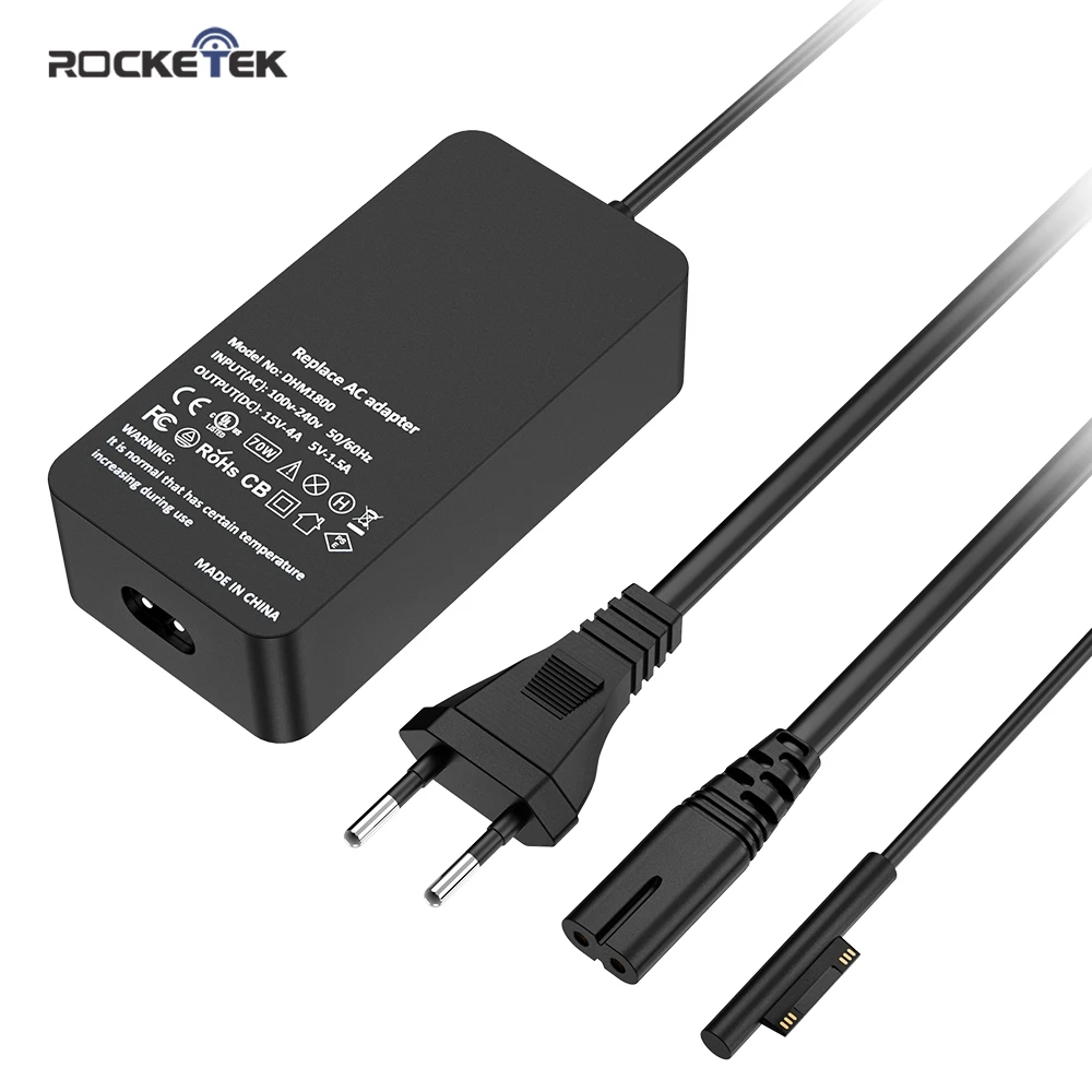 Rocketek 15V 4A 44W для Microsoft Surface GO Book1 Pro 3/4/5/6 ноутбука 1 AC адаптер питания быстрое зарядное