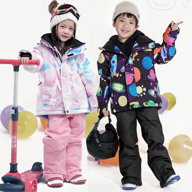 Boys Ski Jacket Pants Windproof Snowsuit Snowboarding Outerwear 
