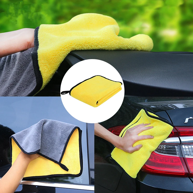 Car Detailing Cloth for Interior Cleaning Polishing 30 x 40 cm Soft Lint Free MIcrofibre towel for Window Glass Screen Washing Yellow & Grey 5Pcs Microfibre Cloths for Car Cleaning 
