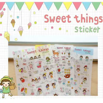 

6sheets/lot Cute PVC Korean SWEET THINGS Paper Sticker Diy Decoration Sticky Album Diary Scrapbooking Memo Sticker