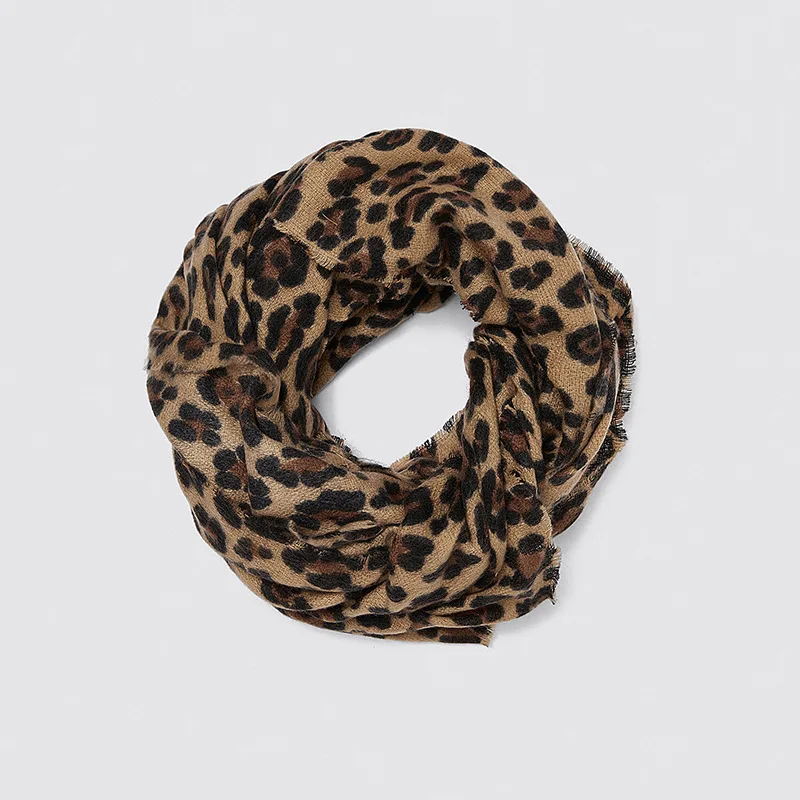 Осень и зима кашемировый шарф с принтом женский Леопардовый принт кашемировый нагрудник шаль необычное кольцо