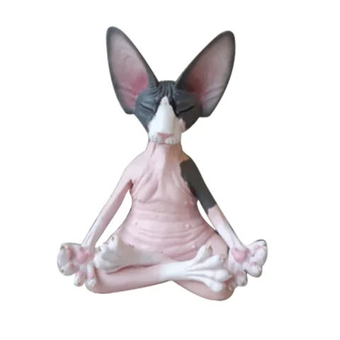 Figurines Buddha Meditation Statue Yoga Animal Cats Model Art Sculpture Micro Landscape Decor Garden Home Ornaments