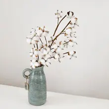 1 шт. 10 голов Натуральные Сушеные хлопковые цветы искусственные растения ветка для свадьбы дома вечерние Декоративные искусственные цветы