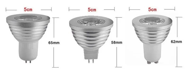 E14, GU10, GU5.3, MR16, 12V, 3W, 85-265V, 1PC