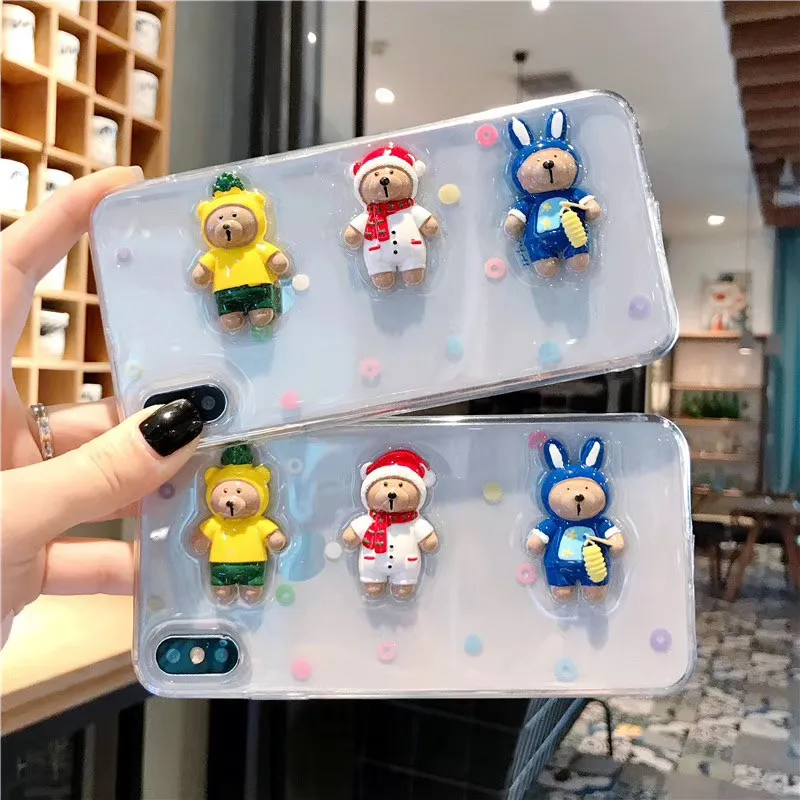 

Cute Three-Dimensional Bear Case For Iphone11 Iphone11Pro Iphone11ProMax Cover For iPhoneXMAX XR XS 6S 7 8P Capas Coque Fundas