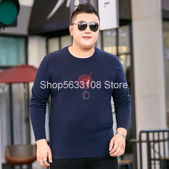

Men's Sweater Plus Fat Plus Large Size Round Neck Letter Embroidery Knitting Shirt Autumn Pullover Top