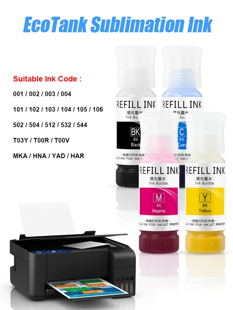 003 ET sublimation ink bottle For Epson ET2700 ET 2750 ET 3700 ET 4750  L1110 L3100 L3101 L3110 L3150 L5190 printer 70ml / bottle - AliExpress