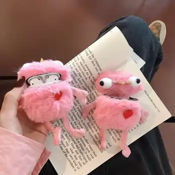 

coque For AirPods 2 Case Cute Korea Love Heart Frog Plush Earphone Protection Case for Air Pods 2 Case AirPods Cover Fundas
