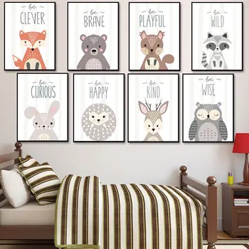 

Nordic Decorative Be Playful Be Wild Be Curious Painting Modern Style Children's Room Bedroom Living Room Wall Paintings Canvas