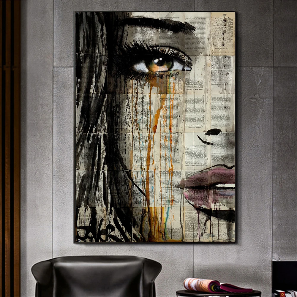 Graffiti Woman Face Canvas Painting Figure Printed Poster and Prints Wall Pictures For Woman Face Living Room Home Decorations