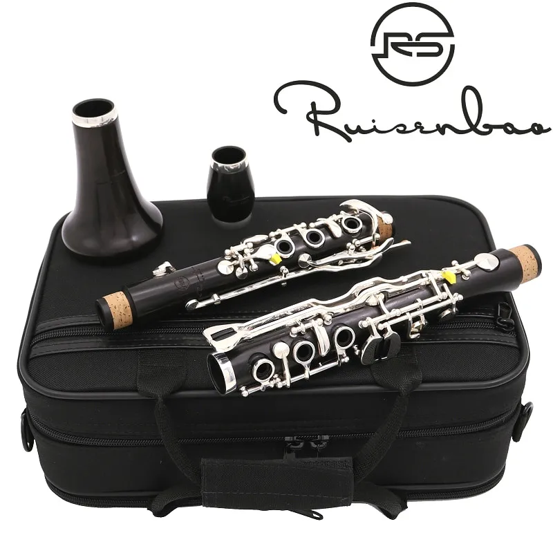New Bb tone 19 keys Ebony wood clarinet German system design silver plating keys with case