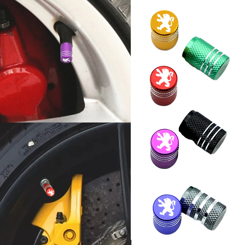 

Nstar 4pcs Car Wheel Tire Parts Valve Stem Plugs Cover badge for Peugeots 107 108 206 207 308 307 508 2008 3008 style