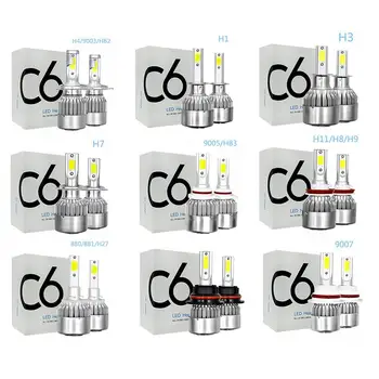 

C6 Car Led Headlight Aviation Aluminum Ip68 Protection Level Car Led Headlight 360 Degree Light Cob Light Source