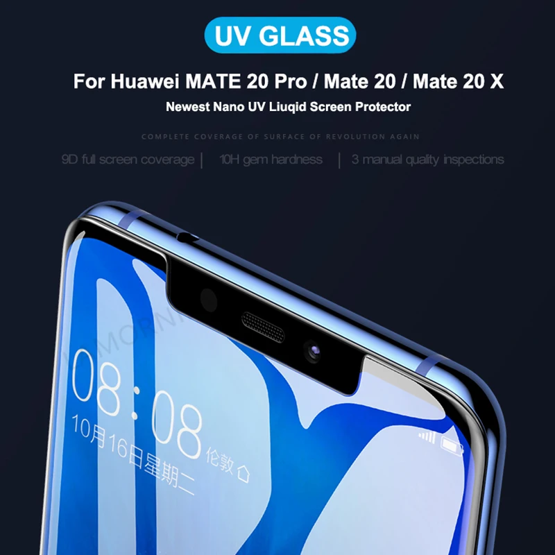 УФ клей Sceen протектор для huawei Honor 8X жидкое УФ закаленное стекло mate 20 Pro P20 mate 10 Pro Honor Note 10 Magic 2 Nova 3 3i