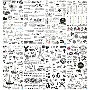

5pcs / Lot Gesture Tattoo Waterproof Face Body Women Alarm Clock Sticker Letter Tatoo Temporaire Femme Magic Flash Butterfly