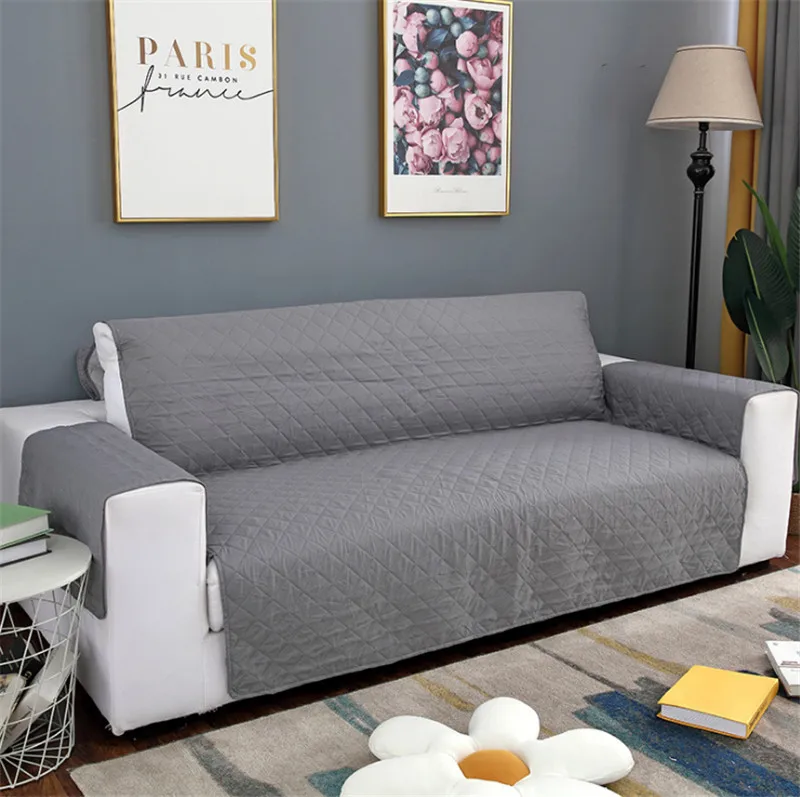 Водонепроницаемый Loveseat чехол для кожаного дивана стеганая мебель протектор оставаться на месте чехол для дивана предотвращает пятна дивана - Цвет: gray