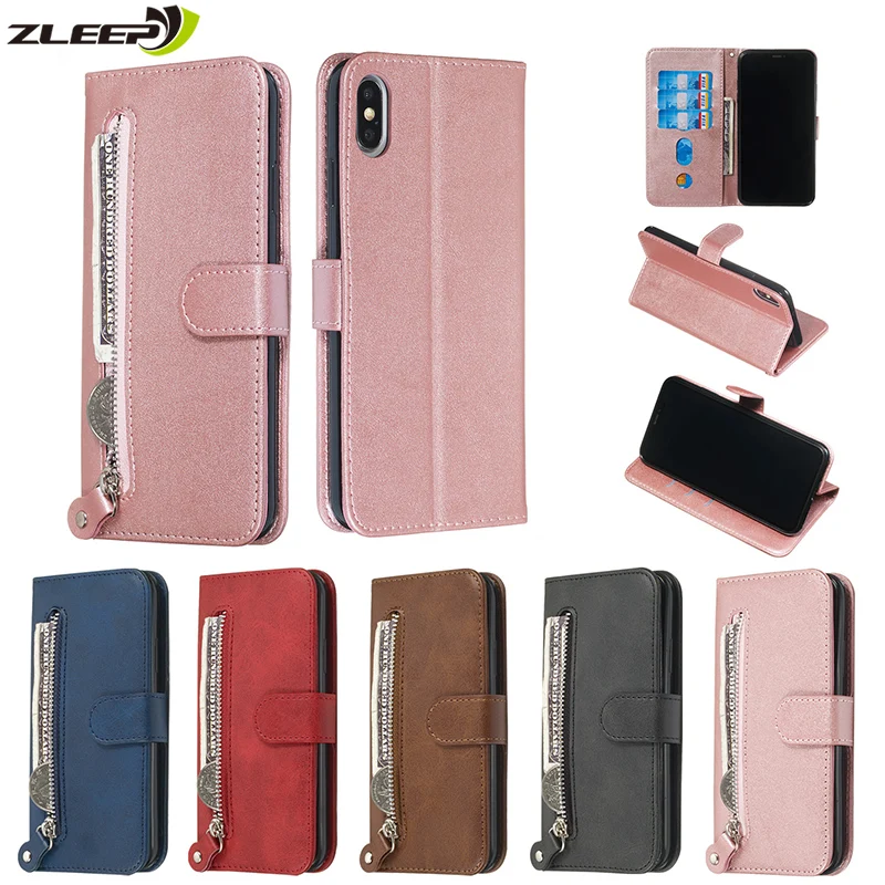 

Flip Wallet Zipper Case For iPhone 11 Pro XS Max XR X 6 6s 7 8 Plus Luxury Leather Cover Etui For iPhone 7plus 8plus Phone Coque