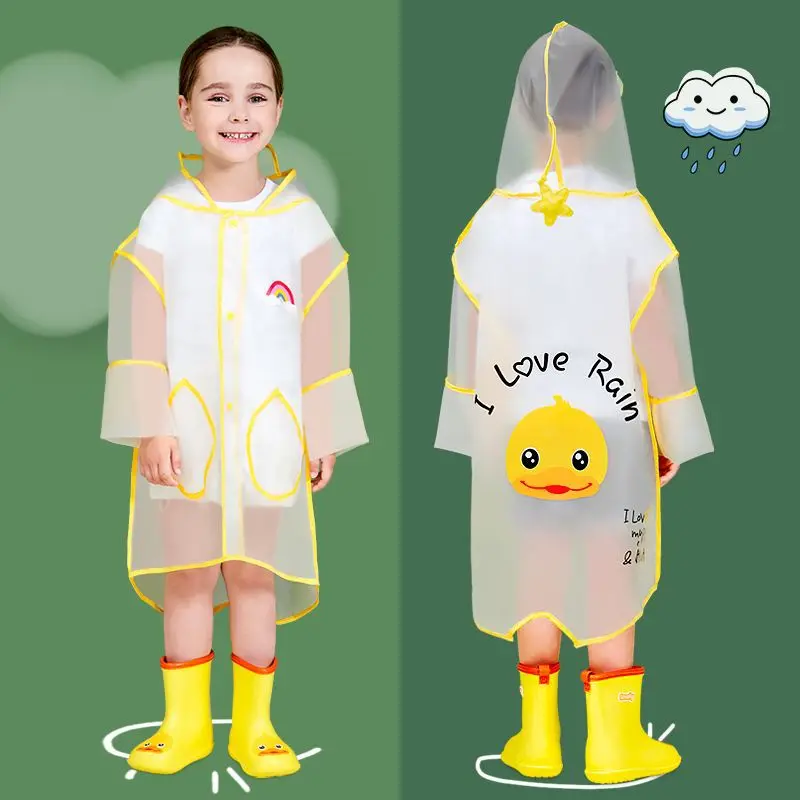 Cute Duck Polyester Baby Raincoat Outdoor Waterproof Rain Coat Children