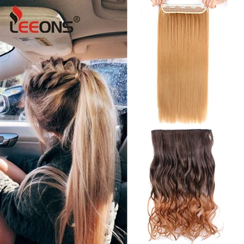 

Leeons 5 Clip In Hair Extension Heat Resistant Synthetic Hairpieces For Women Straight Extension Clip Long Fake Set Hair Ombre