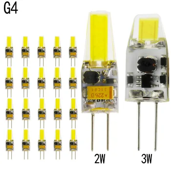 

20pcs/lot G4 LED Light Bulb 12V AC DC 2W 3W LED G4 Lamp 360 Degree No Flicker Warm Cold White Equivalent 10W 20W Halogen Bulbs